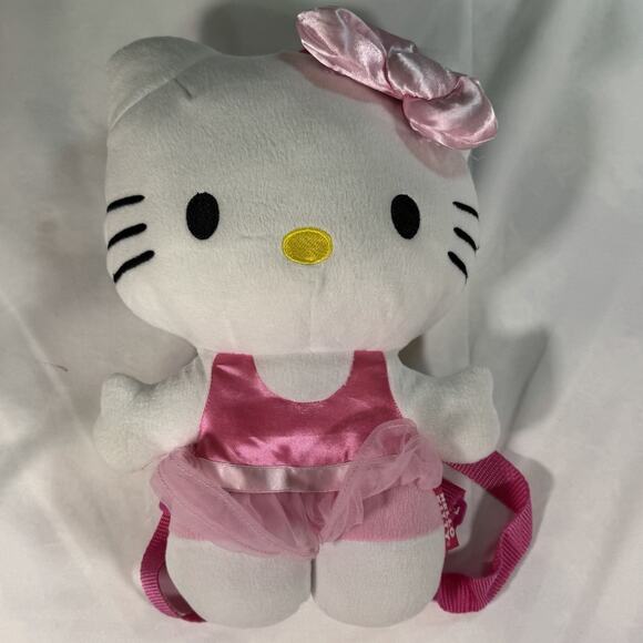 PRE OWNED HELLO KITTY PURSE PLUSH‎ TOY KID'S ZIPPER BACKPACK PINK - Picture 1 of 7